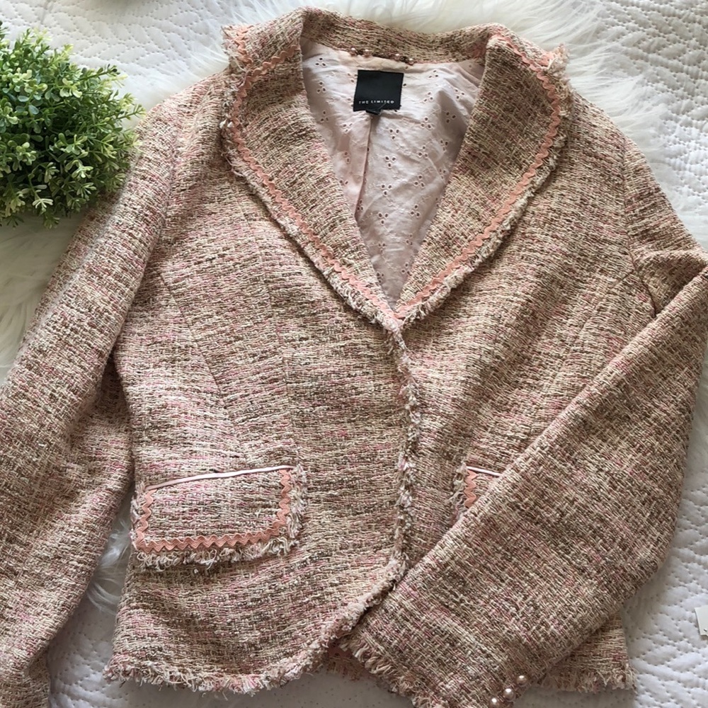 The Limited Pink Tweed Blazer